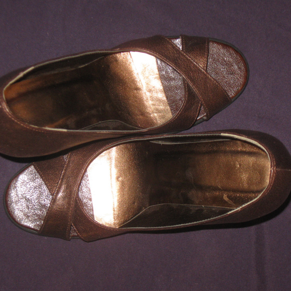 Designer Bronz Brown Open Toe Elegant Career Shoes - Picture 6 of 7